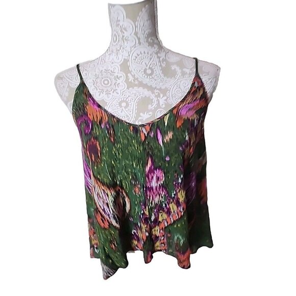 Zara Women's Green Coral Pink Viscose Cami Tank Top Cami Small - Picture 1 of 7